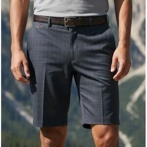 Greg Norman Mens Plaid Golf Shorts Dark Grey Size 32 Excellent Condition